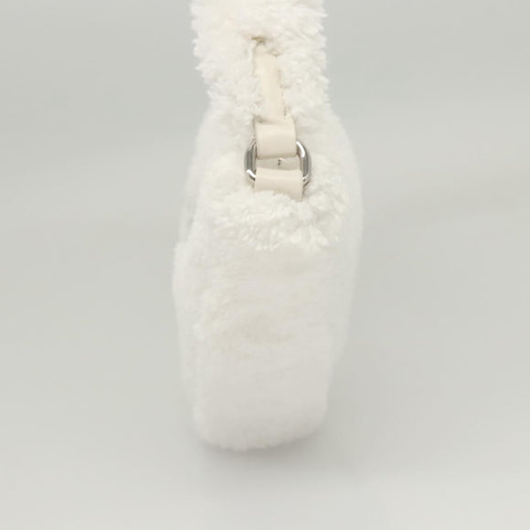 PRADA Shoulder Bag Pile White Silver Auth MX183AM