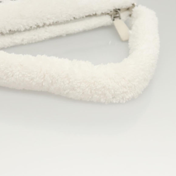 PRADA Shoulder Bag Pile White Silver Auth MX183AM