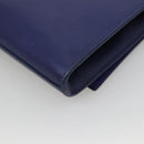 SAINT LAURENT Clutch Bag Leather Blue Gold 311213 Auth MX188-15