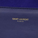 SAINT LAURENT Clutch Bag Leather Blue Gold 311213 Auth MX188-8