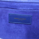 SAINT LAURENT Clutch Bag Leather Blue Gold 311213 Auth MX188-9