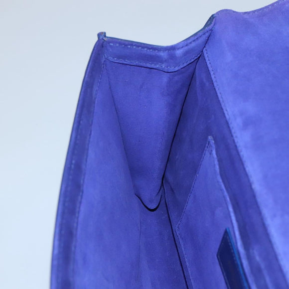 SAINT LAURENT Clutch Bag Leather Blue Gold 311213 Auth MX188