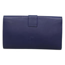 SAINT LAURENT Clutch Bag Leather Blue Gold 311213 Auth MX188-2