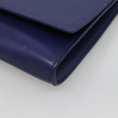 SAINT LAURENT Clutch Bag Leather Blue Gold 311213 Auth MX188-7