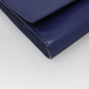 SAINT LAURENT Clutch Bag Leather Blue Gold 311213 Auth MX188-14
