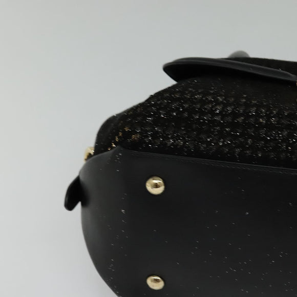 Salvatore Ferragamo Hand Bag Leather 2way Black Gold Auth MX189