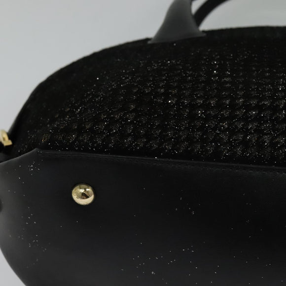 Salvatore Ferragamo Hand Bag Leather 2way Black Gold Auth MX189