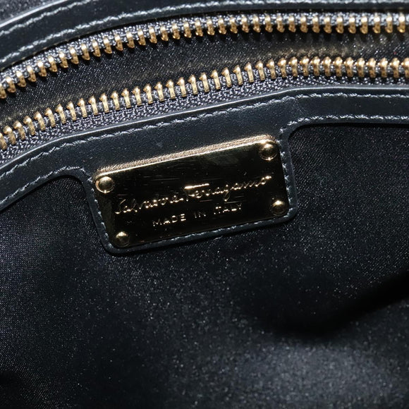 Salvatore Ferragamo Hand Bag Leather 2way Black Gold Auth MX189