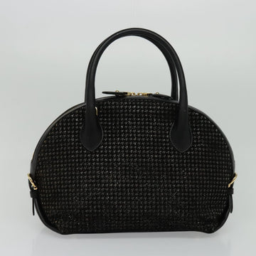 Salvatore Ferragamo Hand Bag Leather 2way Black Gold Auth MX189 - 0