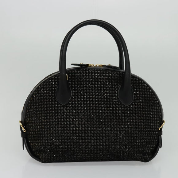 Salvatore Ferragamo Hand Bag Leather 2way Black Gold Auth MX189