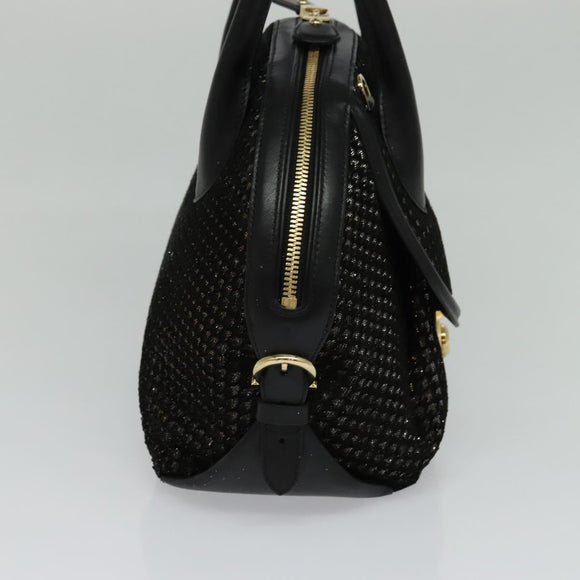 Salvatore Ferragamo Hand Bag Leather 2way Black Gold Auth MX189