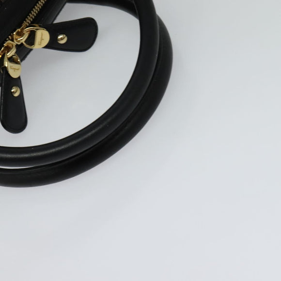 Salvatore Ferragamo Hand Bag Leather 2way Black Gold Auth MX189