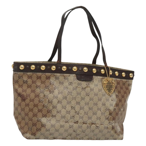 GUCCI GG Crystal Tote Bag Beige 207291 Auth MX192