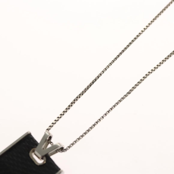 LOUIS VUITTON Damier Graphite Pandantif Soho Necklace M66023 LV Auth MX194