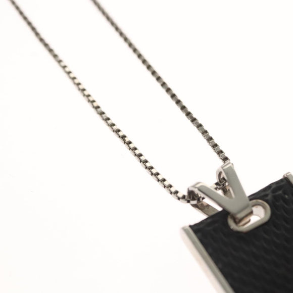 LOUIS VUITTON Damier Graphite Pandantif Soho Necklace M66023 LV Auth MX194