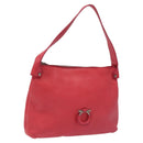 Salvatore Ferragamo Gancini Shoulder Bag Leather Pink Silver Auth MX210-1