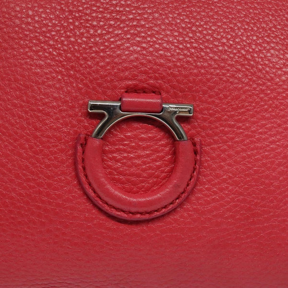 Salvatore Ferragamo Gancini Shoulder Bag Leather Pink Silver Auth MX210