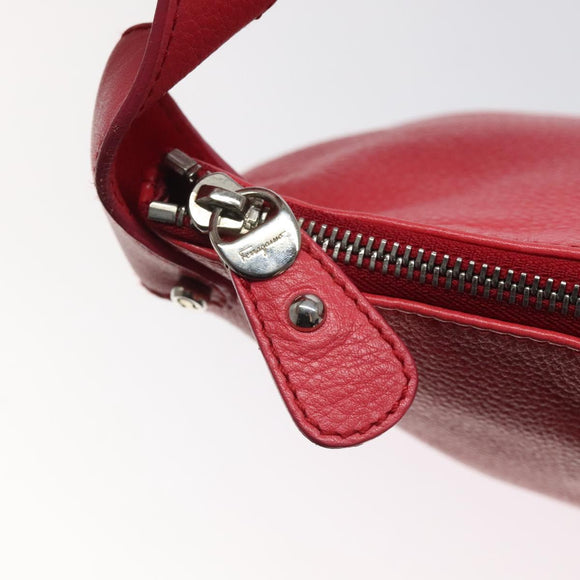 Salvatore Ferragamo Gancini Shoulder Bag Leather Pink Silver Auth MX210