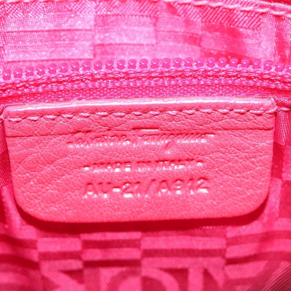 Salvatore Ferragamo Gancini Shoulder Bag Leather Pink Silver Auth MX210