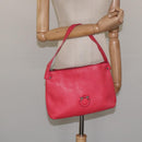 Salvatore Ferragamo Gancini Shoulder Bag Leather Pink Silver Auth MX210-23