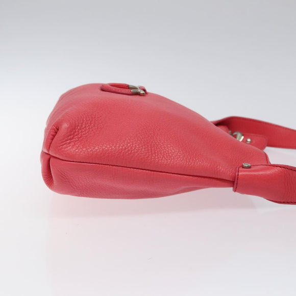 Salvatore Ferragamo Gancini Shoulder Bag Leather Pink Silver Auth MX210