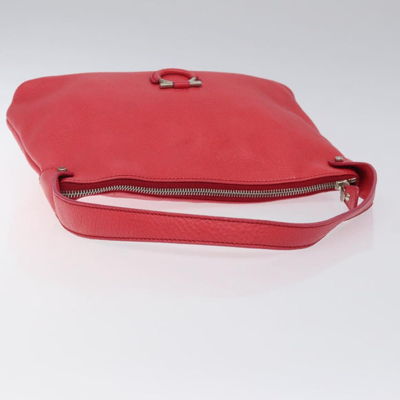 Salvatore Ferragamo Gancini Shoulder Bag Leather Pink Silver Auth MX210