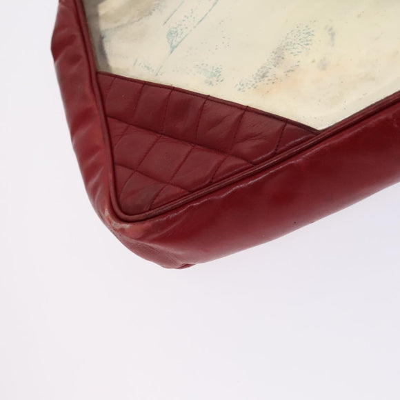 CHANEL Matelasse Chain Shoulder Bag Vinyl Red CC Auth MX212