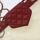 CHANEL Matelasse Chain Shoulder Bag Vinyl Red CC Auth MX212-10