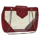CHANEL Matelasse Chain Shoulder Bag Vinyl Red CC Auth MX212-1