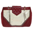 CHANEL Matelasse Chain Shoulder Bag Vinyl Red CC Auth MX212-13