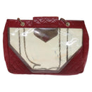 CHANEL Matelasse Chain Shoulder Bag Vinyl Red CC Auth MX212-2