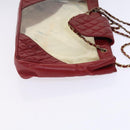 CHANEL Matelasse Chain Shoulder Bag Vinyl Red CC Auth MX212-3