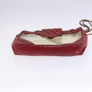 CHANEL Matelasse Chain Shoulder Bag Vinyl Red CC Auth MX212-5