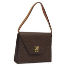 CELINE Macadam Canvas Shoulder Bag PVC Leather Brown Gold Auth MX221-1