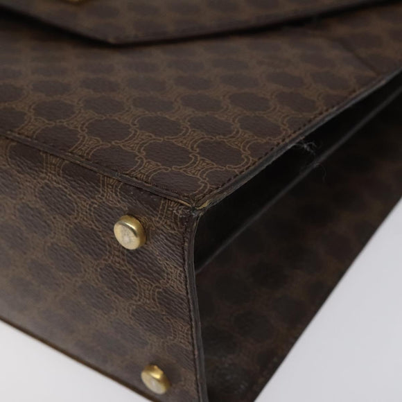 CELINE Macadam Canvas Shoulder Bag PVC Leather Brown Gold Auth MX221