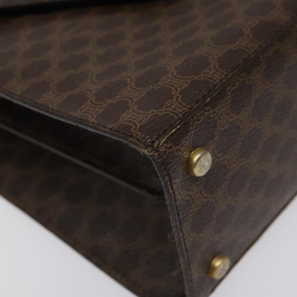 CELINE Macadam Canvas Shoulder Bag PVC Leather Brown Gold Auth MX221