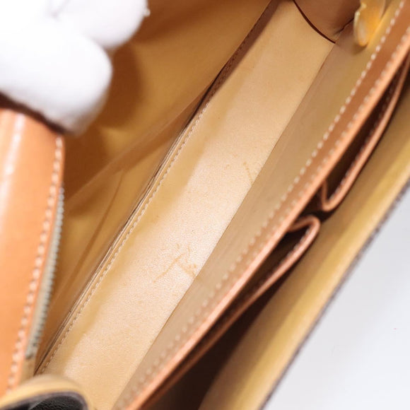 CELINE Macadam Canvas Shoulder Bag PVC Leather Brown Gold Auth MX221