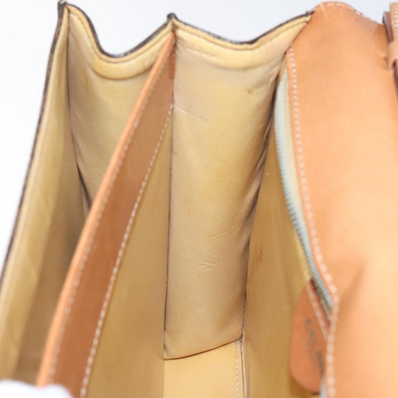 CELINE Macadam Canvas Shoulder Bag PVC Leather Brown Gold Auth MX221