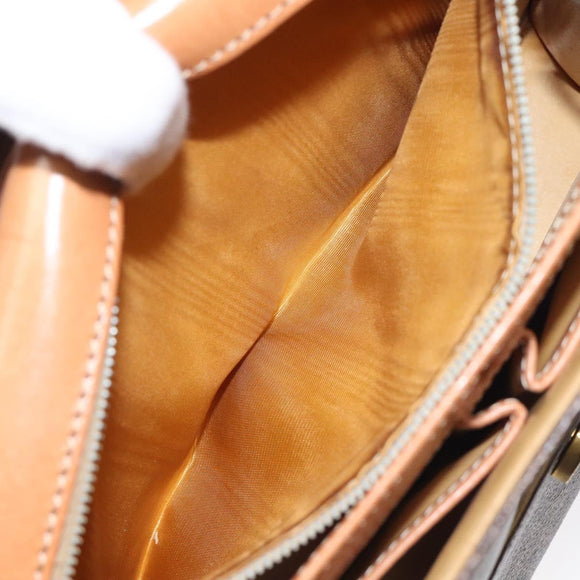 CELINE Macadam Canvas Shoulder Bag PVC Leather Brown Gold Auth MX221