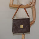 CELINE Macadam Canvas Shoulder Bag PVC Leather Brown Gold Auth MX221-25