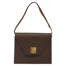 CELINE Macadam Canvas Shoulder Bag PVC Leather Brown Gold Auth MX221-13