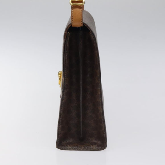 CELINE Macadam Canvas Shoulder Bag PVC Leather Brown Gold Auth MX221