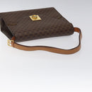 CELINE Macadam Canvas Shoulder Bag PVC Leather Brown Gold Auth MX221-7