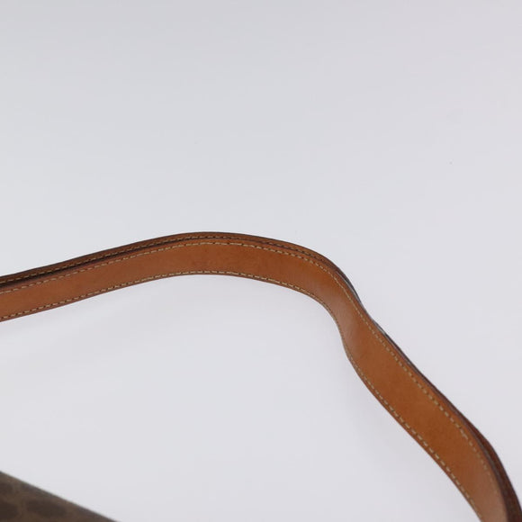 CELINE Macadam Canvas Shoulder Bag PVC Leather Brown Gold Auth MX221