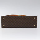 CELINE Macadam Canvas Shoulder Bag PVC Leather Brown Gold Auth MX221-9