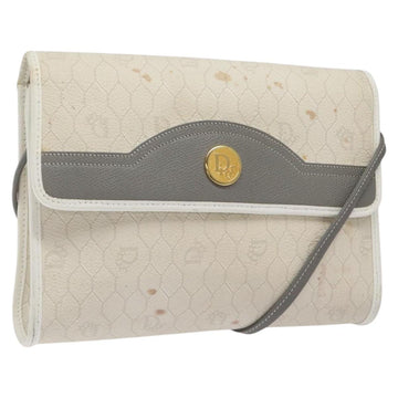 Christian Dior Honeycomb Canvas Shoulder Bag PVC White Auth MX224