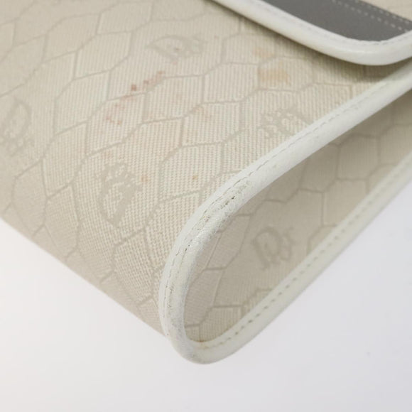 Christian Dior Honeycomb Canvas Shoulder Bag PVC White Auth MX224