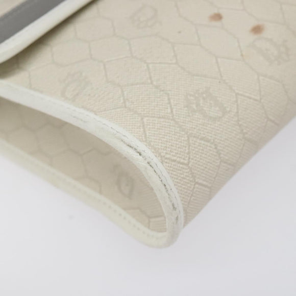 Christian Dior Honeycomb Canvas Shoulder Bag PVC White Auth MX224