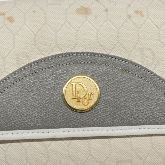 Christian Dior Honeycomb Canvas Shoulder Bag PVC White Auth MX224