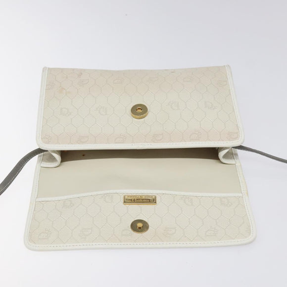 Christian Dior Honeycomb Canvas Shoulder Bag PVC White Auth MX224